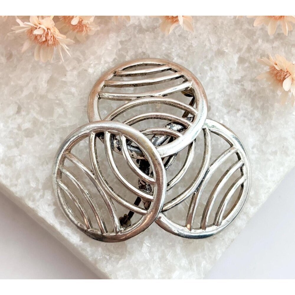 Beau Sterling Abstract Modernist Circular Vintage Sterling Silver Brooch